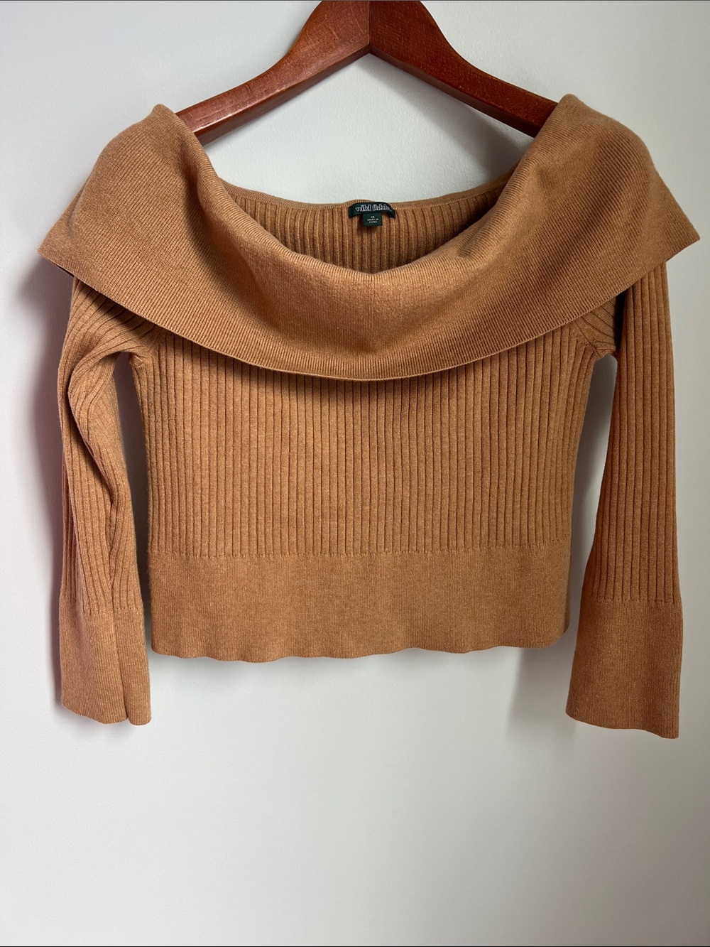 wild fable | Camel Off-the-Shoulder Ribbed Sweater Size 1X